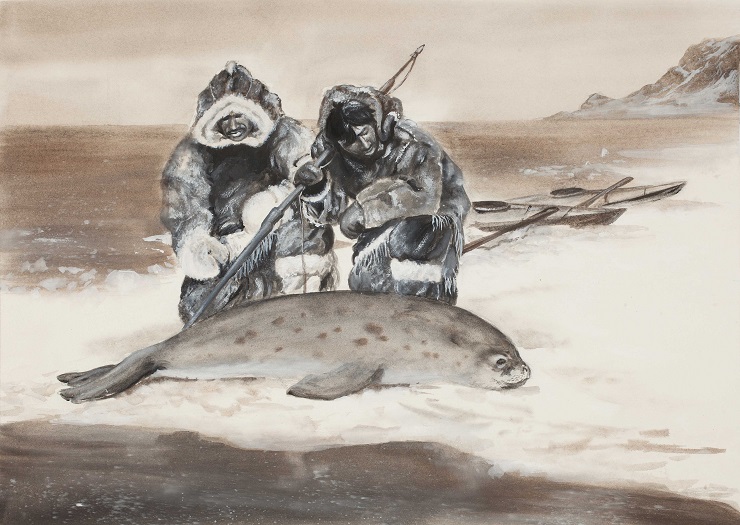 All year round the Inuit had to move around in an environment in which the significant features included water obstacles that they overcame by utilising lightweight leather kayaks. 