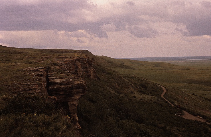 Although it is not very high the Head-Smashed-In cliff does dominate the landscape.