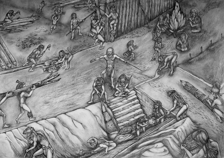 Jak rondely vznikaly a kdo stál za jejich výstavbou? Jak rondely vznikaly a kdo stál za jejich výstavbou? Kde jsou pohřbeni jedinci s výlučným postavením, kteří stavbu vedli či iniciovali? Volná rekonstrukce průběhu výstavby rondelu. Autorka Isabela Skokanová 2012.